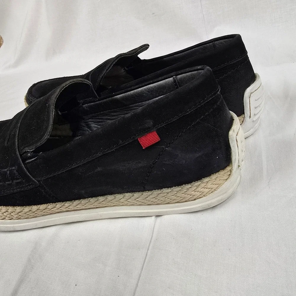 Marc Joseph New York Mens Black Suede Espadrille Penny Loafers‎ Handcrafted